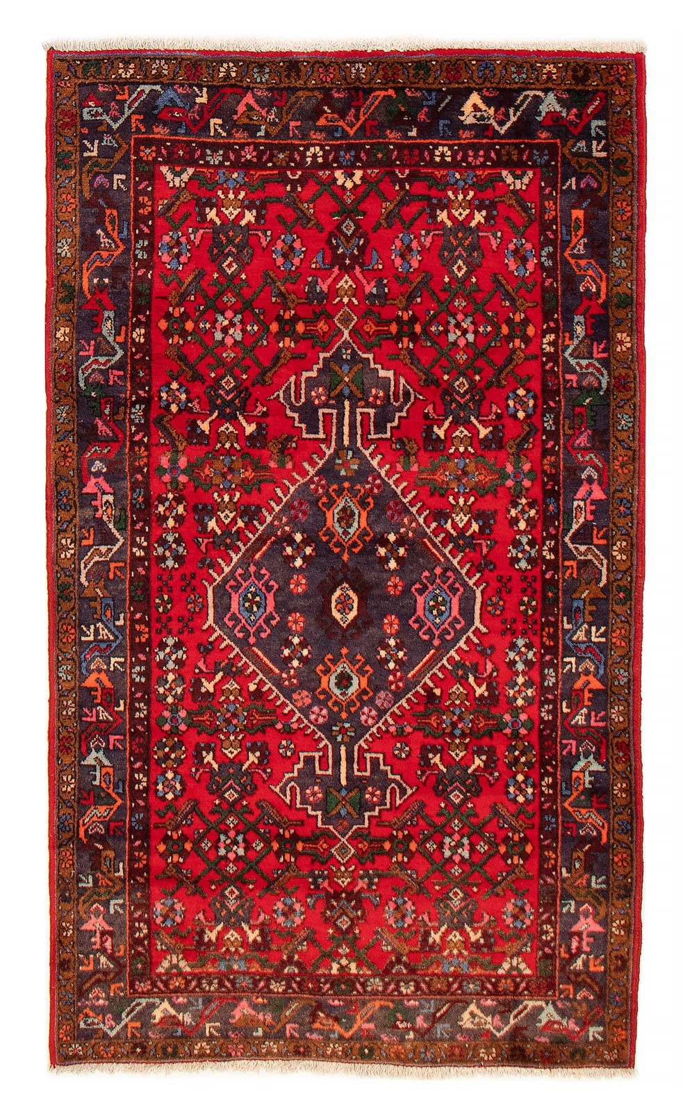 Vintage Hand-Knotted Area Rug 4’0″ x 6’10” Traditional Oriental Wool Carpet