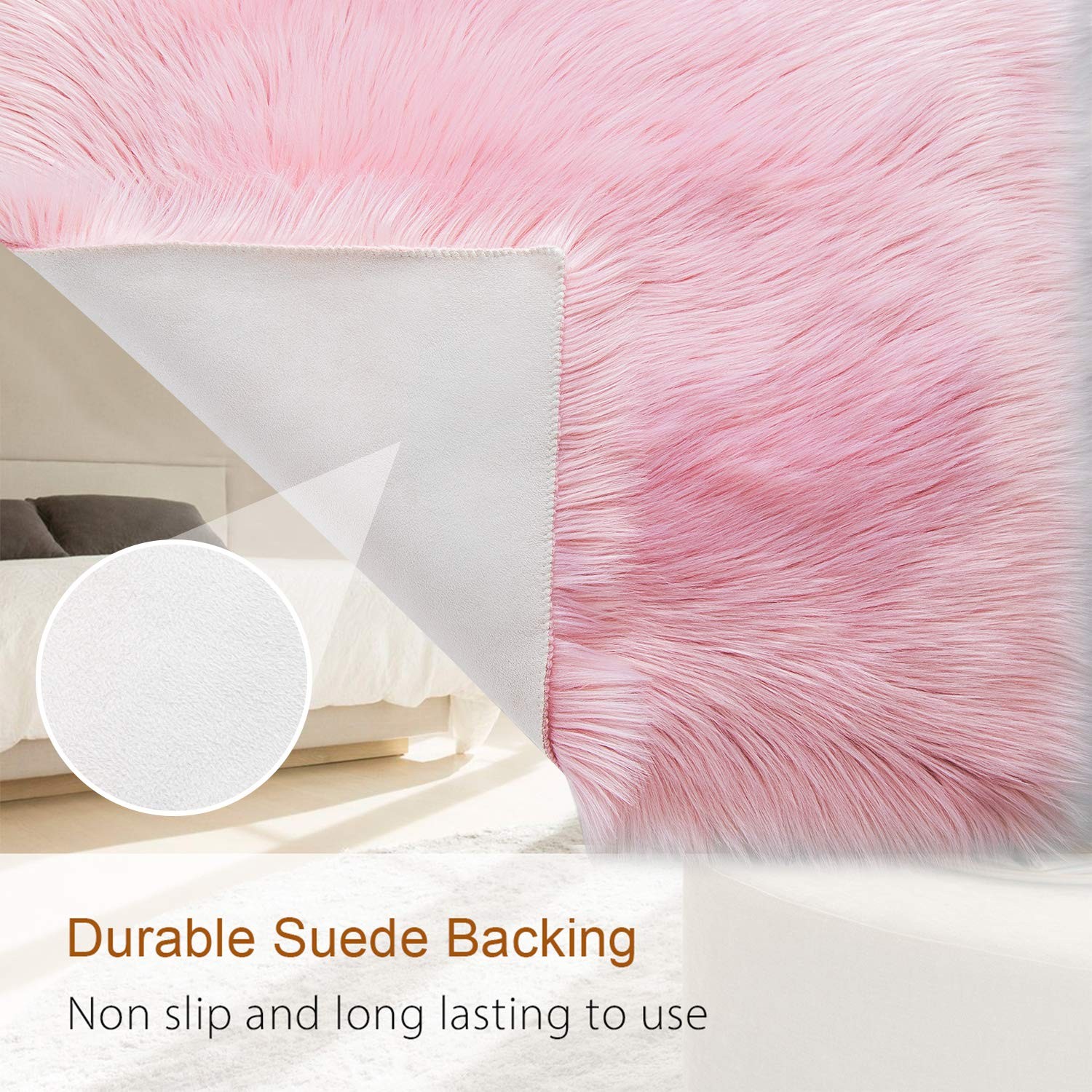 Soft Fluffy Faux Fur Rugs For Bedroom Bedside Rug 2×3 Feet Washable Furry Sheeps