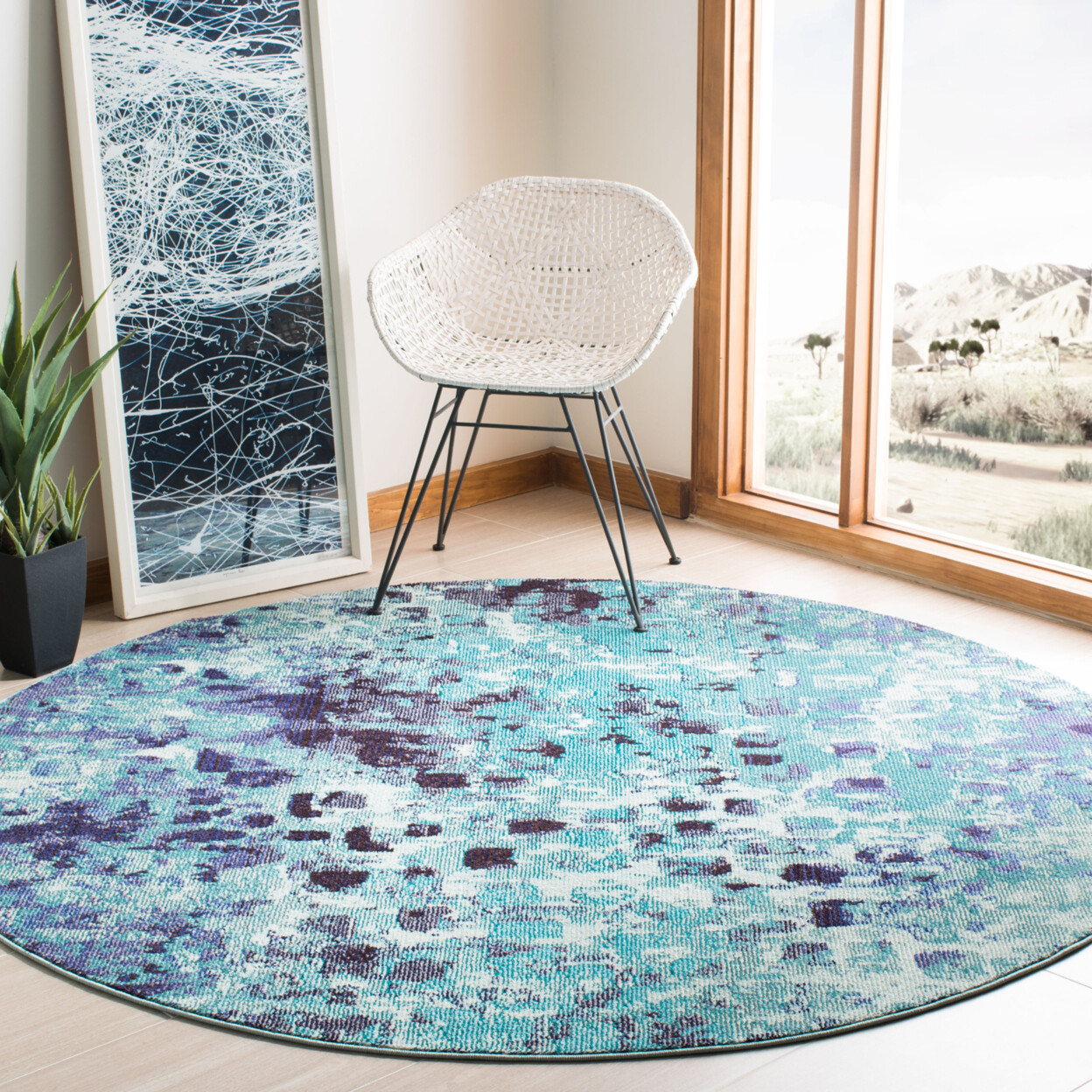 SAFAVIEH Madison Collection MAD425J Turquoise / Navy Rug