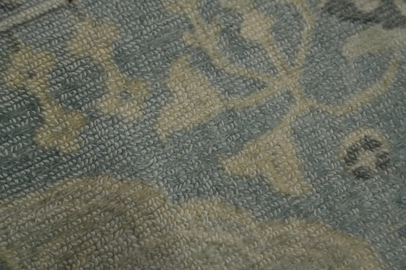 Handmade Transitional Beige & Light Blue Oushak Living Room Area Rug 7×10 Ft