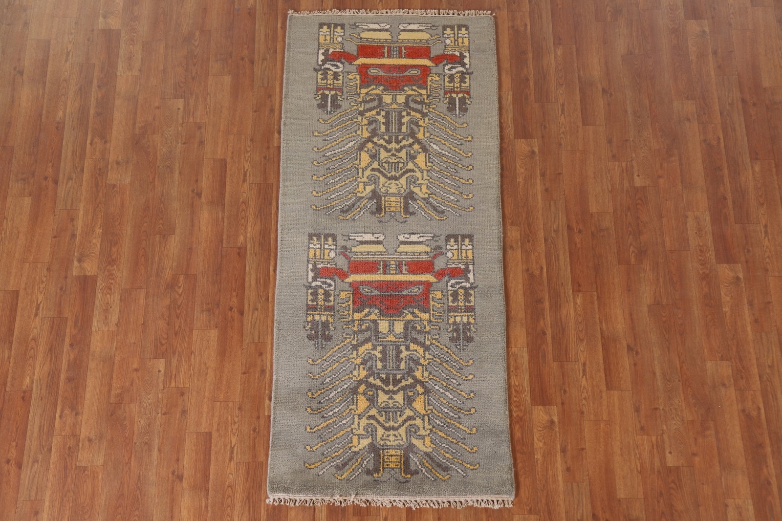 Gray Geometric Heriz Serapi 6 ft. Runner Rug Handmade Wool 5′ 11″ x 2′ 7″