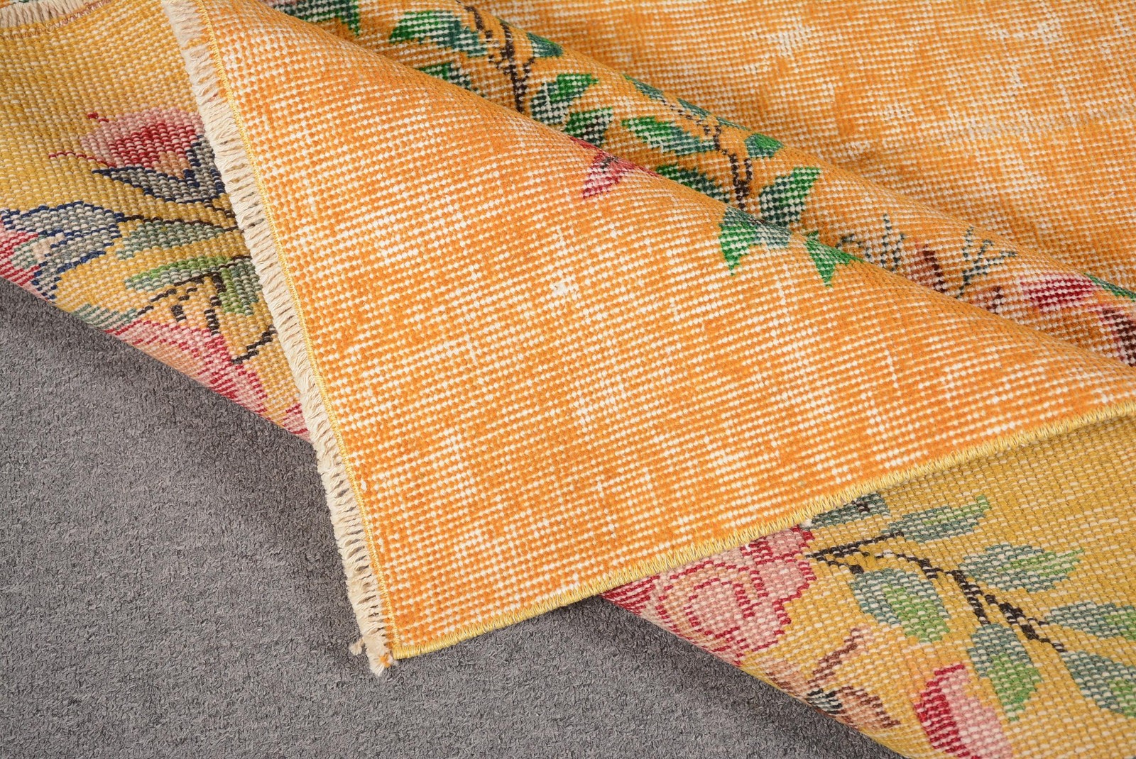 5,6×9,4 ft Large Turkish Rug, Vintage Rug, Yellow Red Ikat Wool Rug