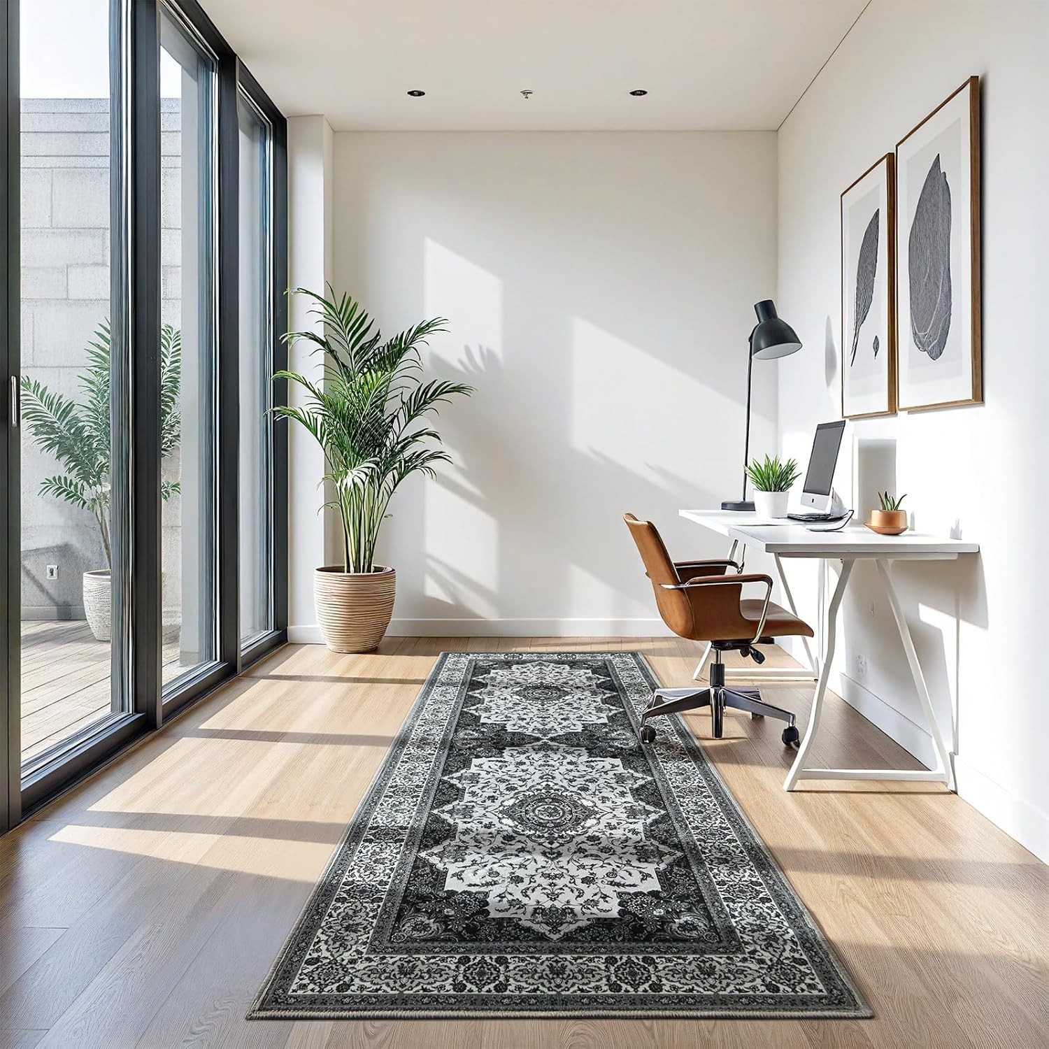 Runner Rug for Bedroom, 2x6Ft Machine Washable Area Rugs, Vintage Non-Slip Low P