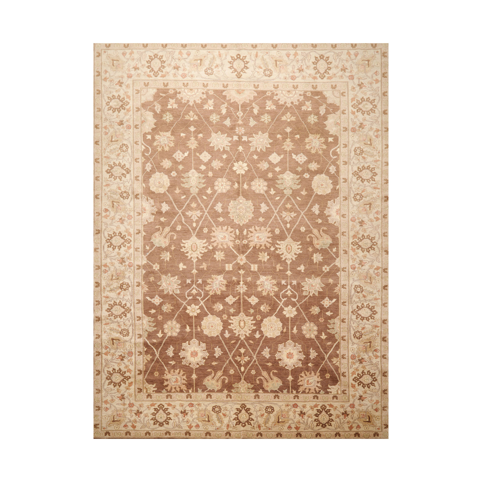 Hand Knotted 100% Wool Traditional Peshawar Oriental Area Rug Brown 8’10″x12’2″