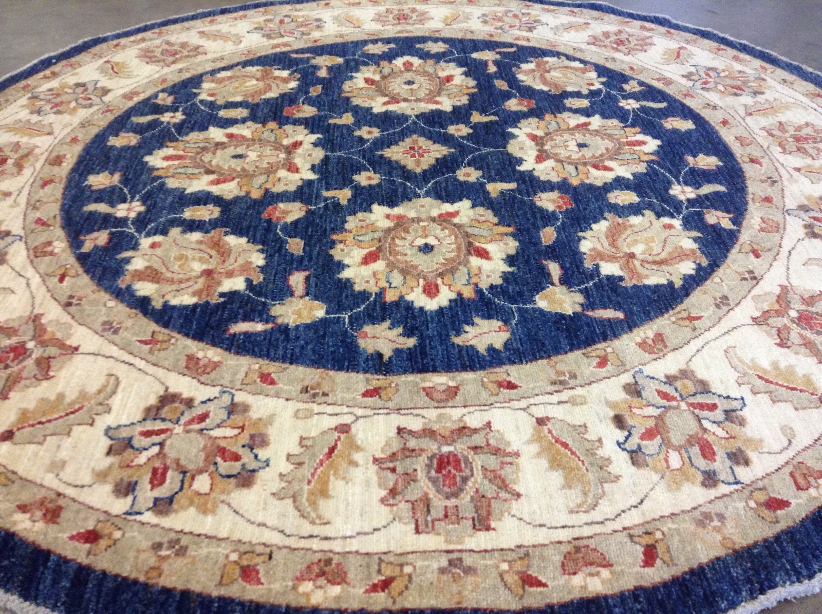 6 x 6 Round Blue Ziegler Oriental Area Rug Wool Hand Knotted New Foyer