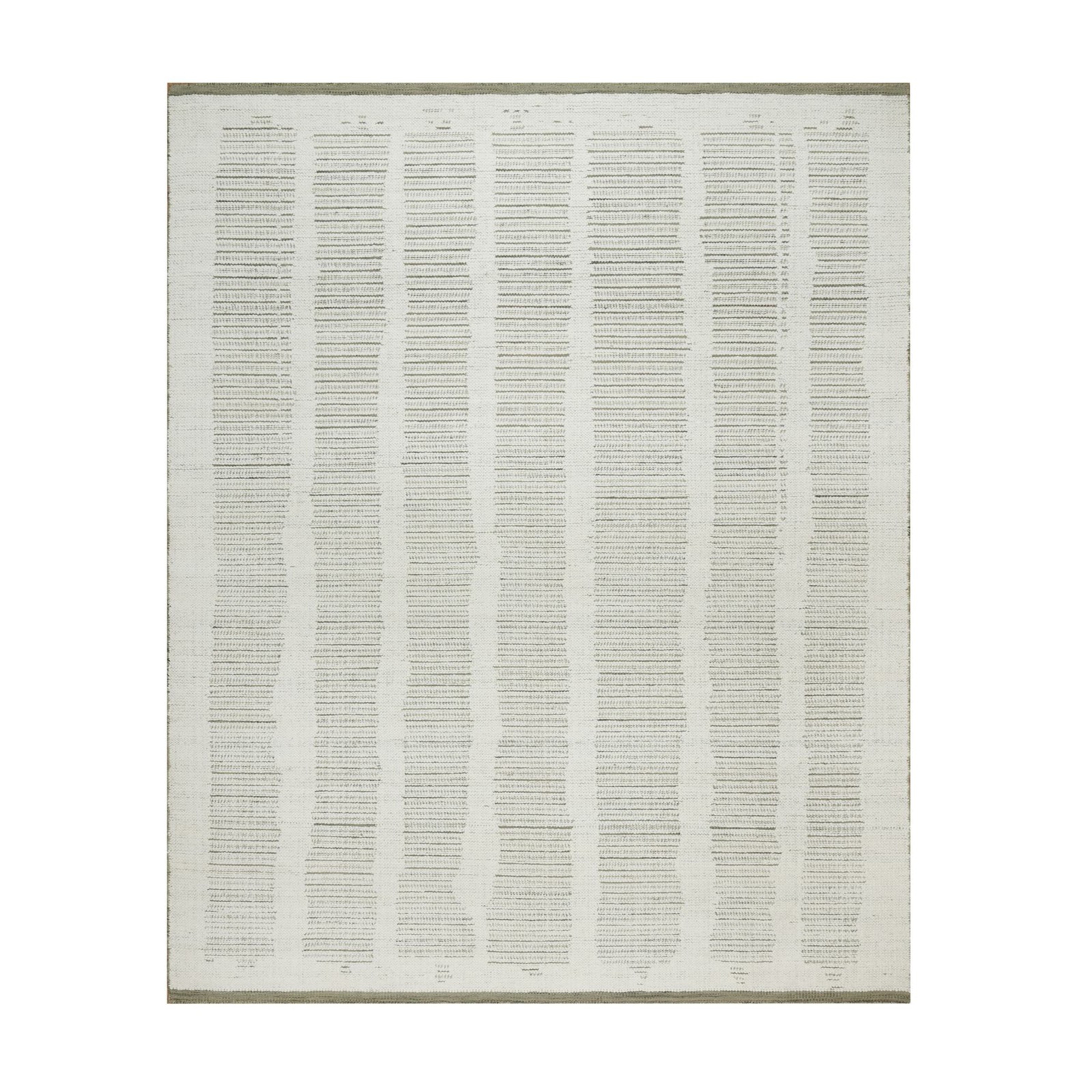 8’x10′ Ivory Hand Woven Rug Flat Weave with Pile Undyed Natural Wool Rug R91729