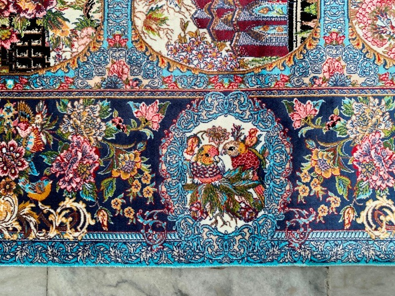 3×5 ft Turkish Silky Rug Traditional Wall Hanging Rug Floral Silk Tapestry Rug