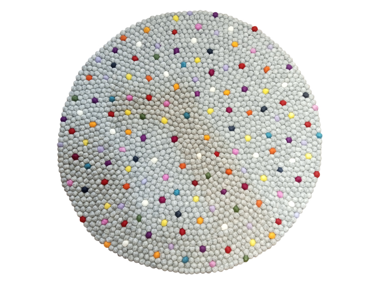 Grey Round Felt Ball Rug 100cm 3.3ft Handmade Wool Area Carpet Nursery Kids Room