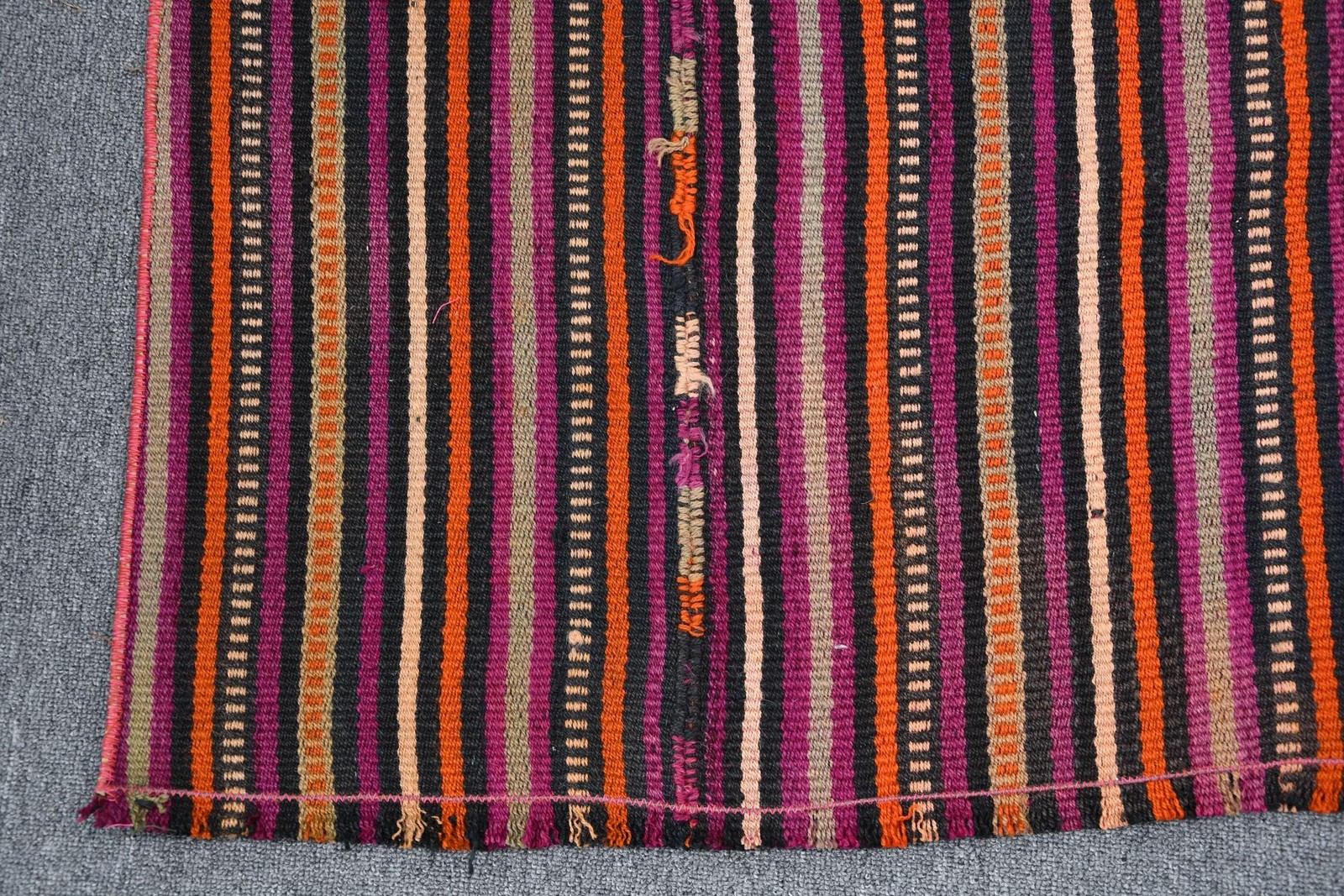 Vintage Rug, Area 5,3×6,46 ft Rug, Kilim Purple Check Rug