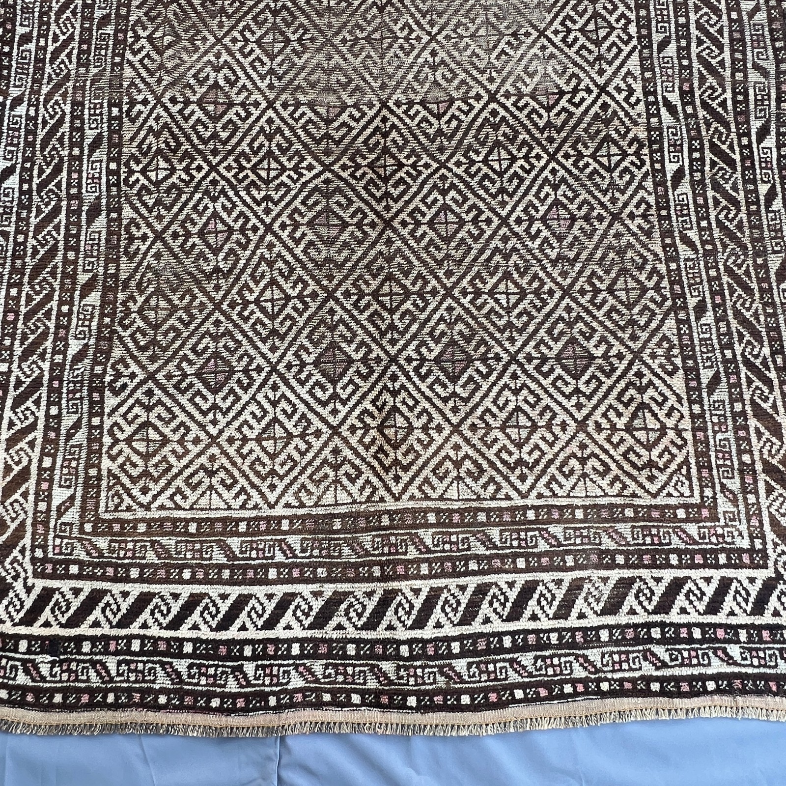 Vintage Afghan Baluchi Rug – Geometric Wool Moroccan Design, 5.4 x 8.1 Area Rug