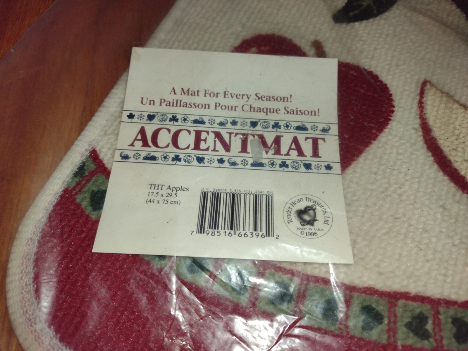 Half Round APPLE theme door floor mat kitchen sink rubber back NWT NOS 29″ X 17″
