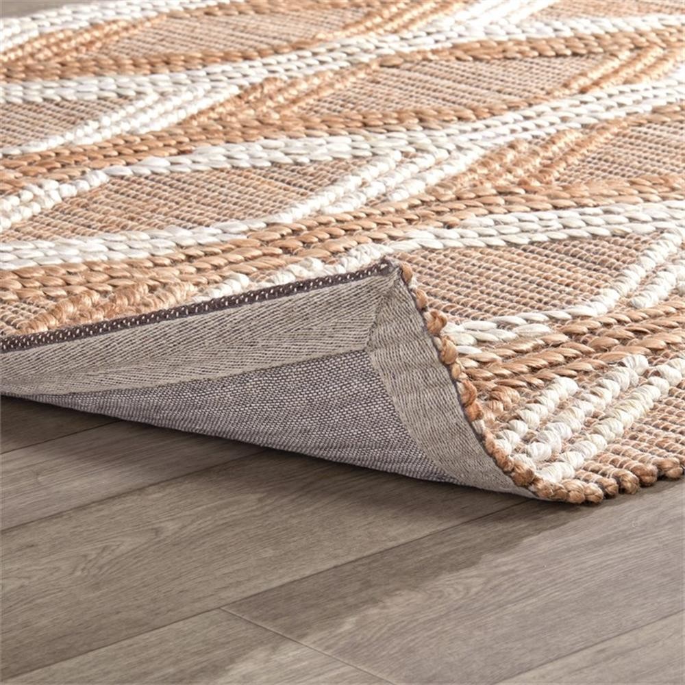 Pemberly Row 108 x 144″ Geometric Jute/Cotton Accent Rug in Natural/Ivory