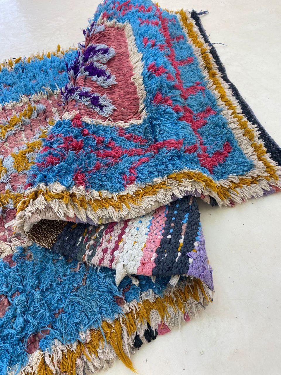 Moroccan Handmade Tribal Cotton Rug 2’7×8’7 ft Unique Berber Hallway Vintage Rug
