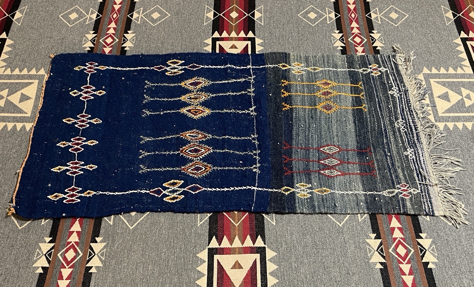 Vintage Moroccan Berber Handwoven Wool Kilim Table Runner T47