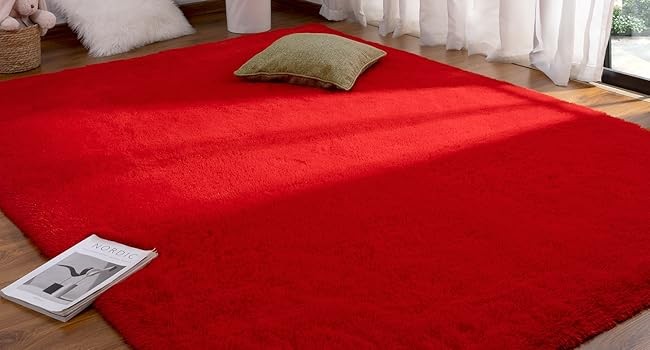 Red Shaggy Runner Rug 2×4 Fluffy Hallway Runners for Bedroom Bedside Soft Rugs