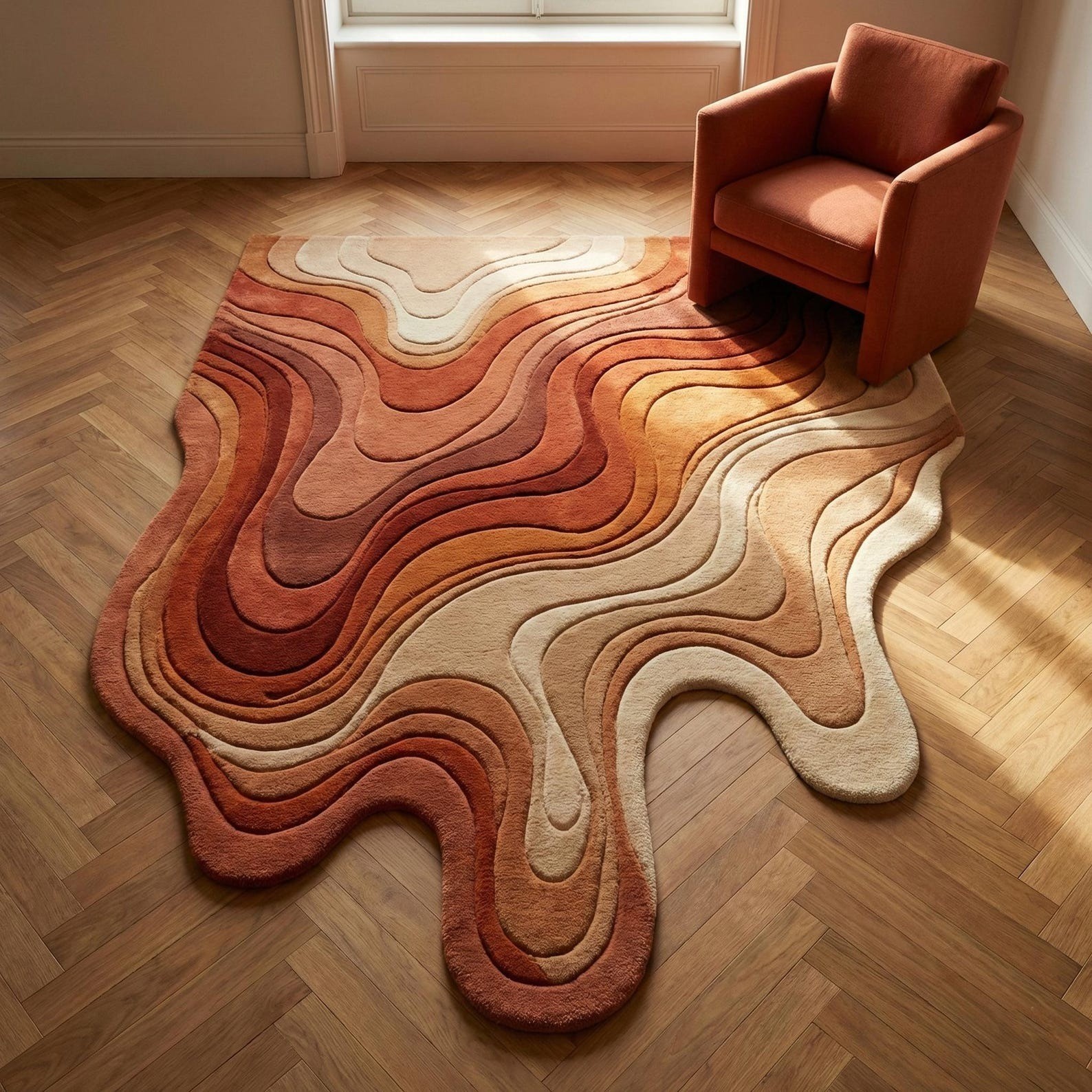 Irregular Modern Area Rug | Handmade rug | Designer wool area rugs | Wool Rug