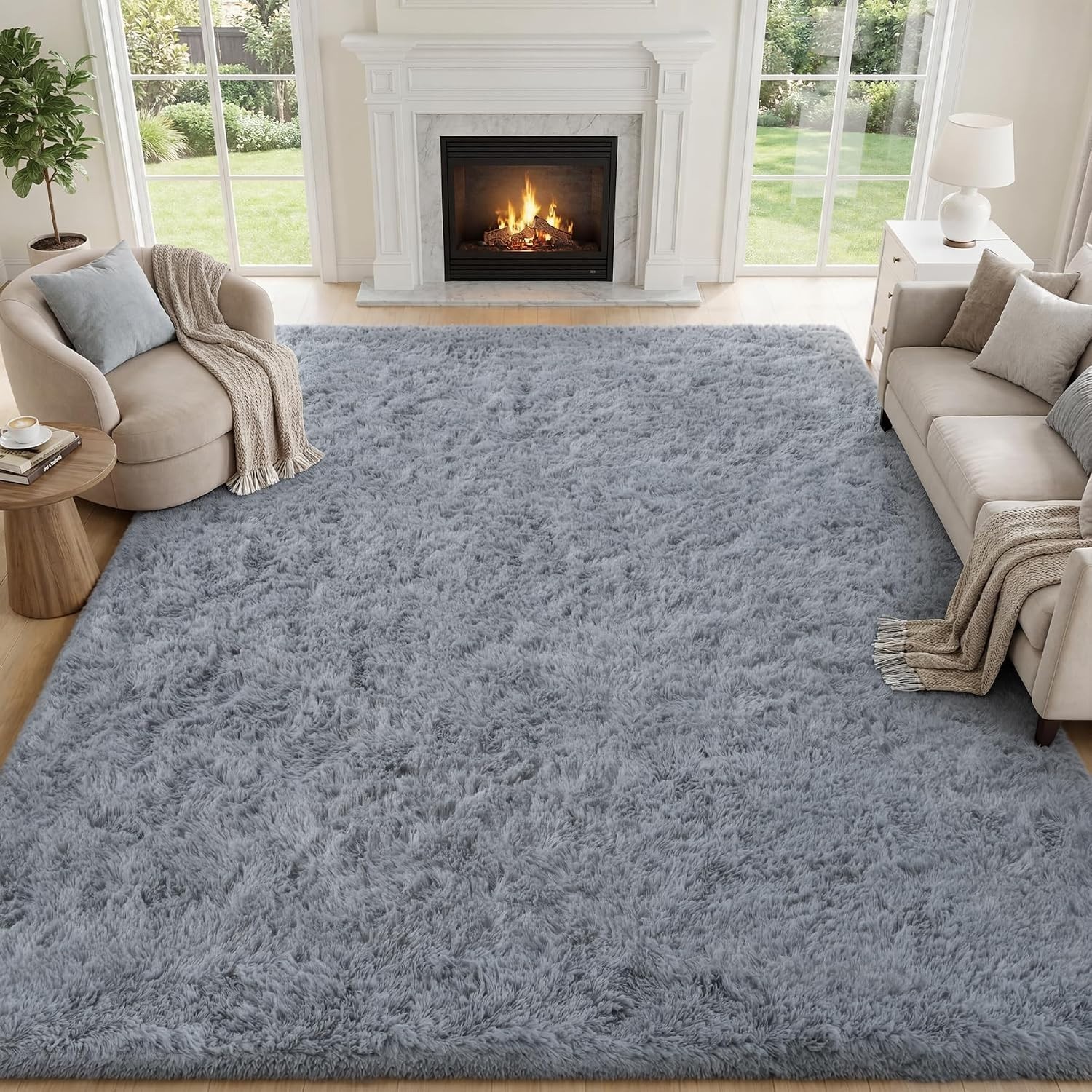 Fluffy Area Rug 9×12 Large Plush Shaggy Carpet Mat for Living Room Bedroom Floor