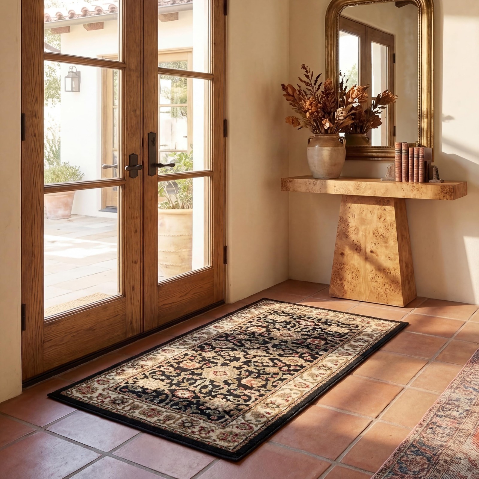 Lyndhurst Collection Accent Rug 2’3″ x 4′, Black & Ivory, Traditional Orient…