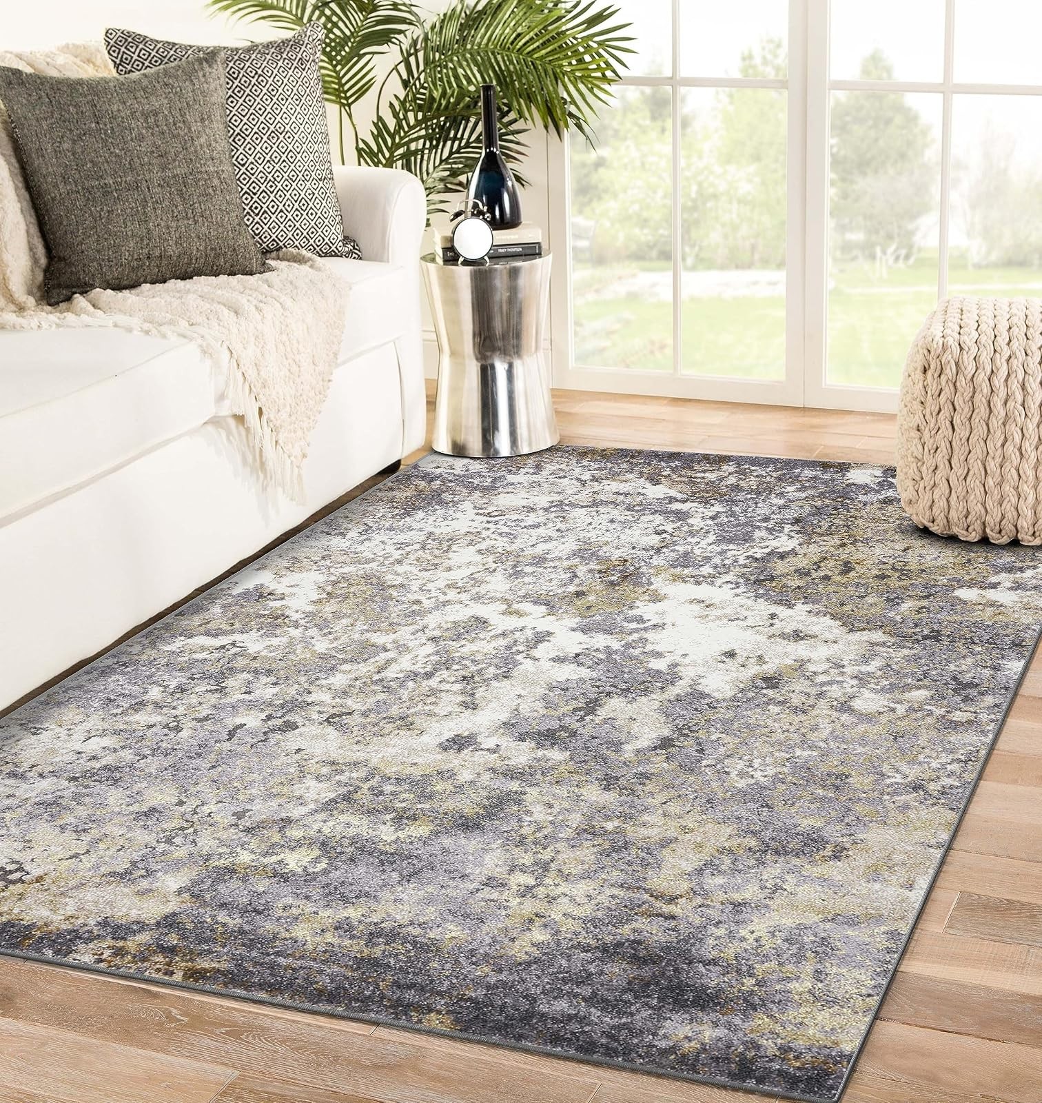 LUXE WEAVERS Beverly Abstract Area Rug Gray 5×7 Modern
