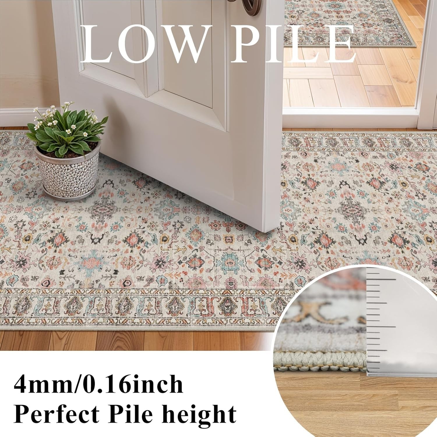 Chic 2×6 Washable Floral Runner with Rubber Backing – Perfect for Every Room