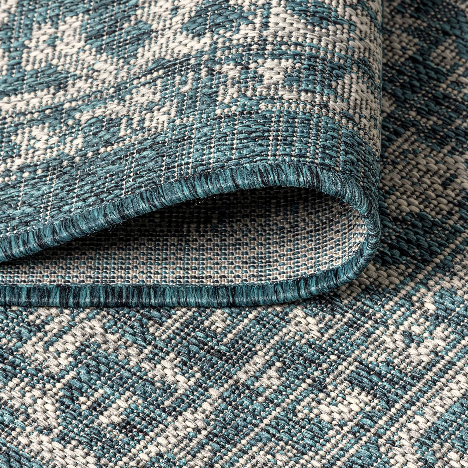 Jonathan Y Boho Medallion Indoor Outdoor Round Area Rug 8 Ft Teal/Gray Malta