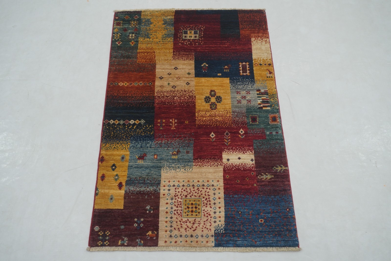 3×4 ft Multicolor Gabbeh Afghan Hand Knotted Tribal Area Rug