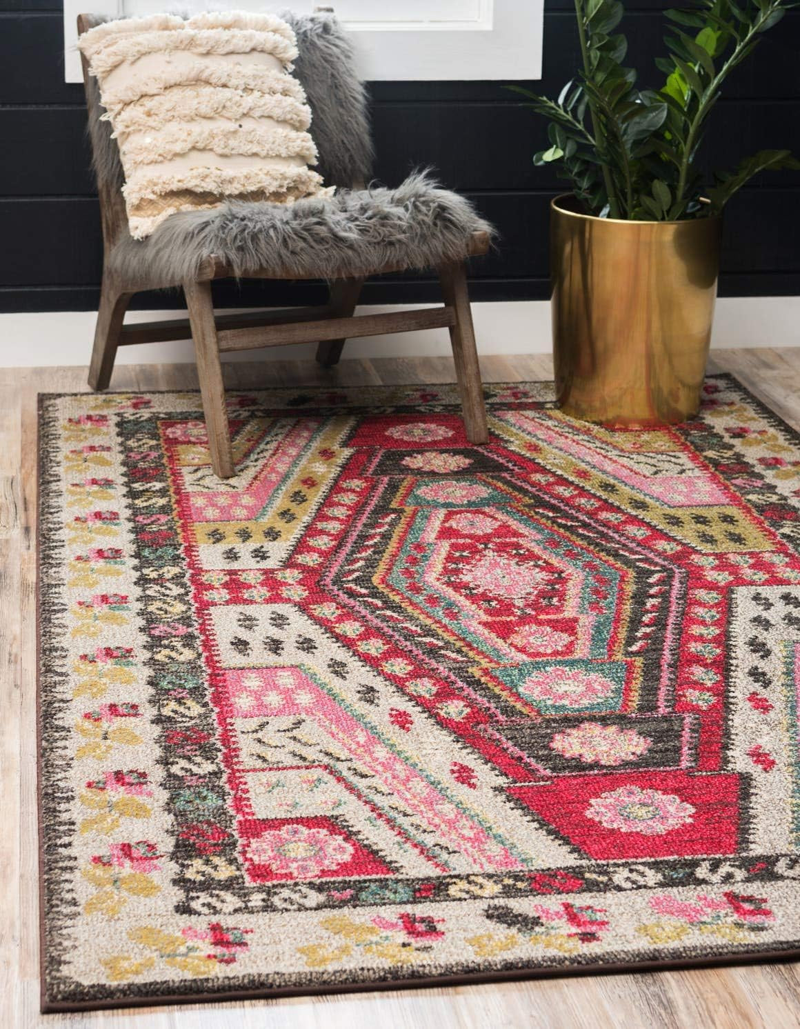 Sedona Collection Southwestern, Geometric, Border, Over-Dyed, Modern, Tribal, Ab
