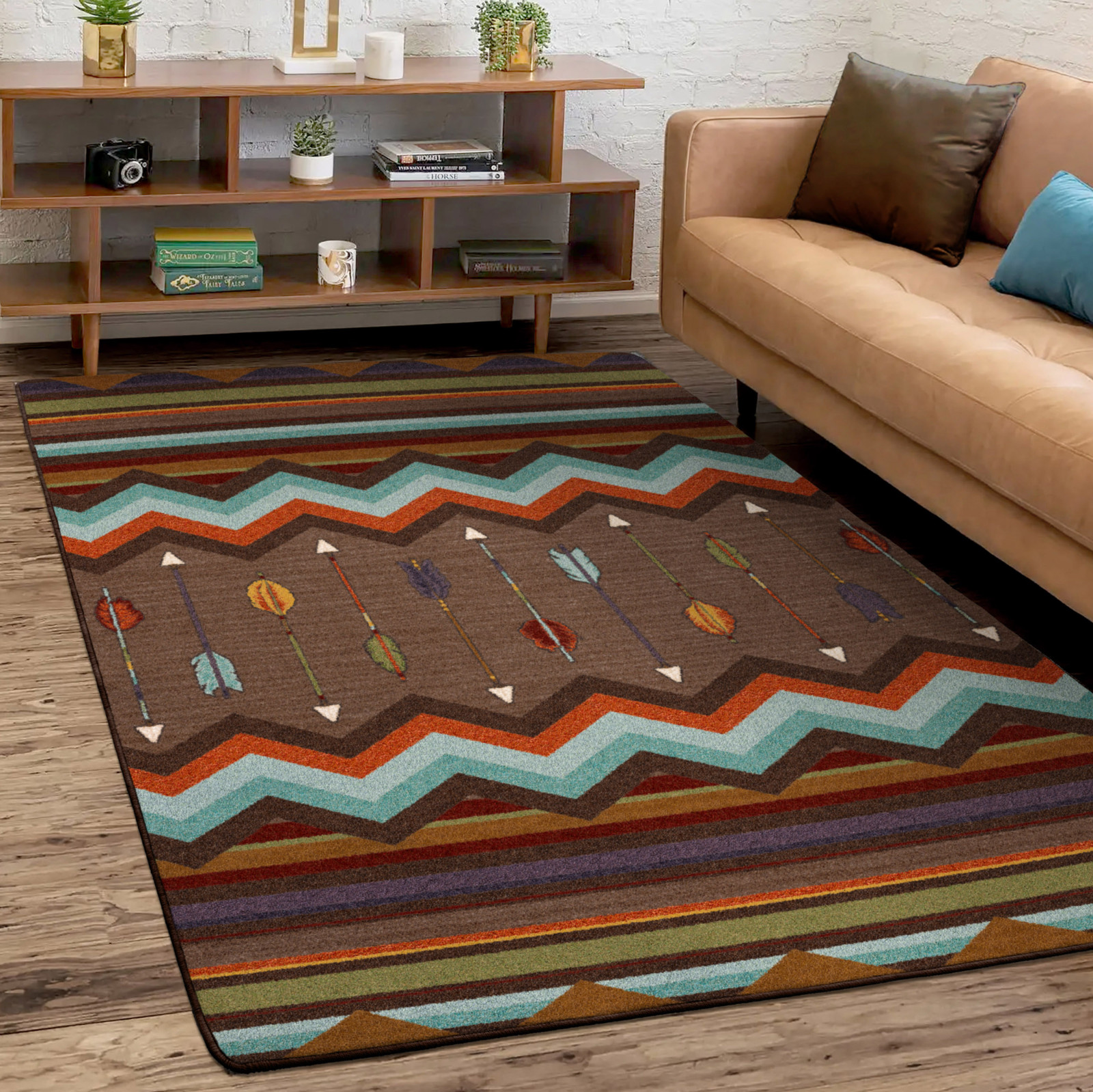 American Dakota Cresting Fletcher Arrow Multi Southwestern Country Rug 5’x8′