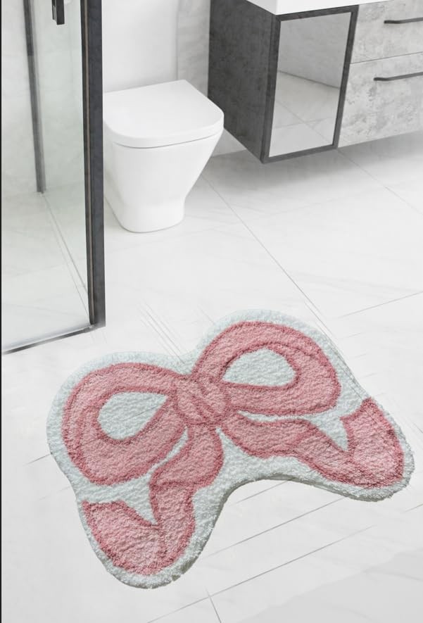 Bow Rug – Bow Shaped Bathroom mat – Handmade & Premium- 30in (75cm) – Pink ba…