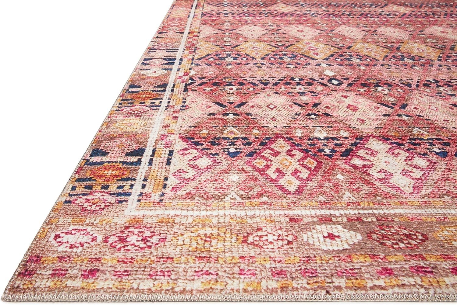 Layla Collection LAY-15 Magenta/Multi 5′-0″ x 7′-6″ .13″ Thick Area Rug, Soft…