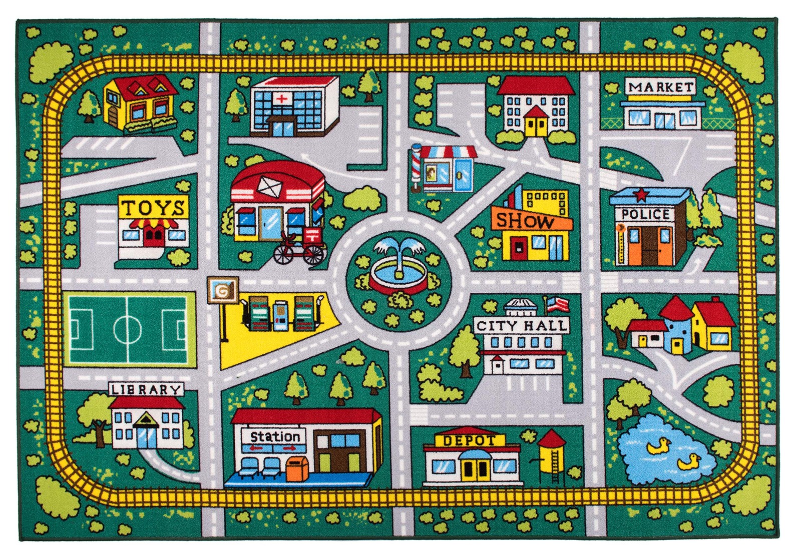 Kids Educational Learning City Life Road Non Skid (Non Slip) Area Rug 3’3″ x …