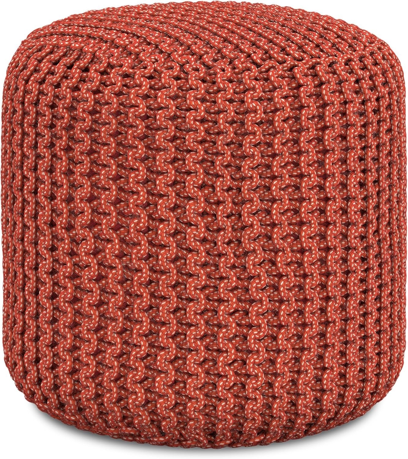 Wynne Round Knitted Pouf – 18 inch -Wide Upholstered PET Polyester Ottoman