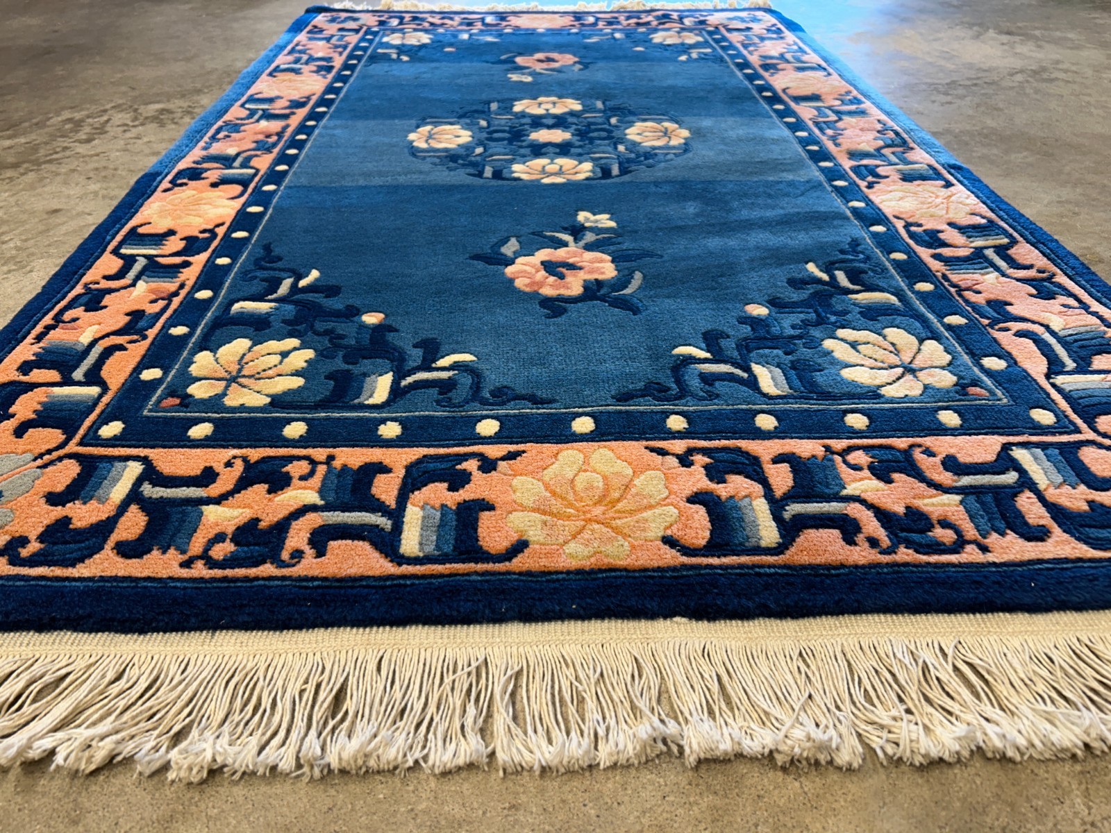 3’x5′ Hand-Knotted Wool Oriental Area Rug – Aubusson Medallion Carpet