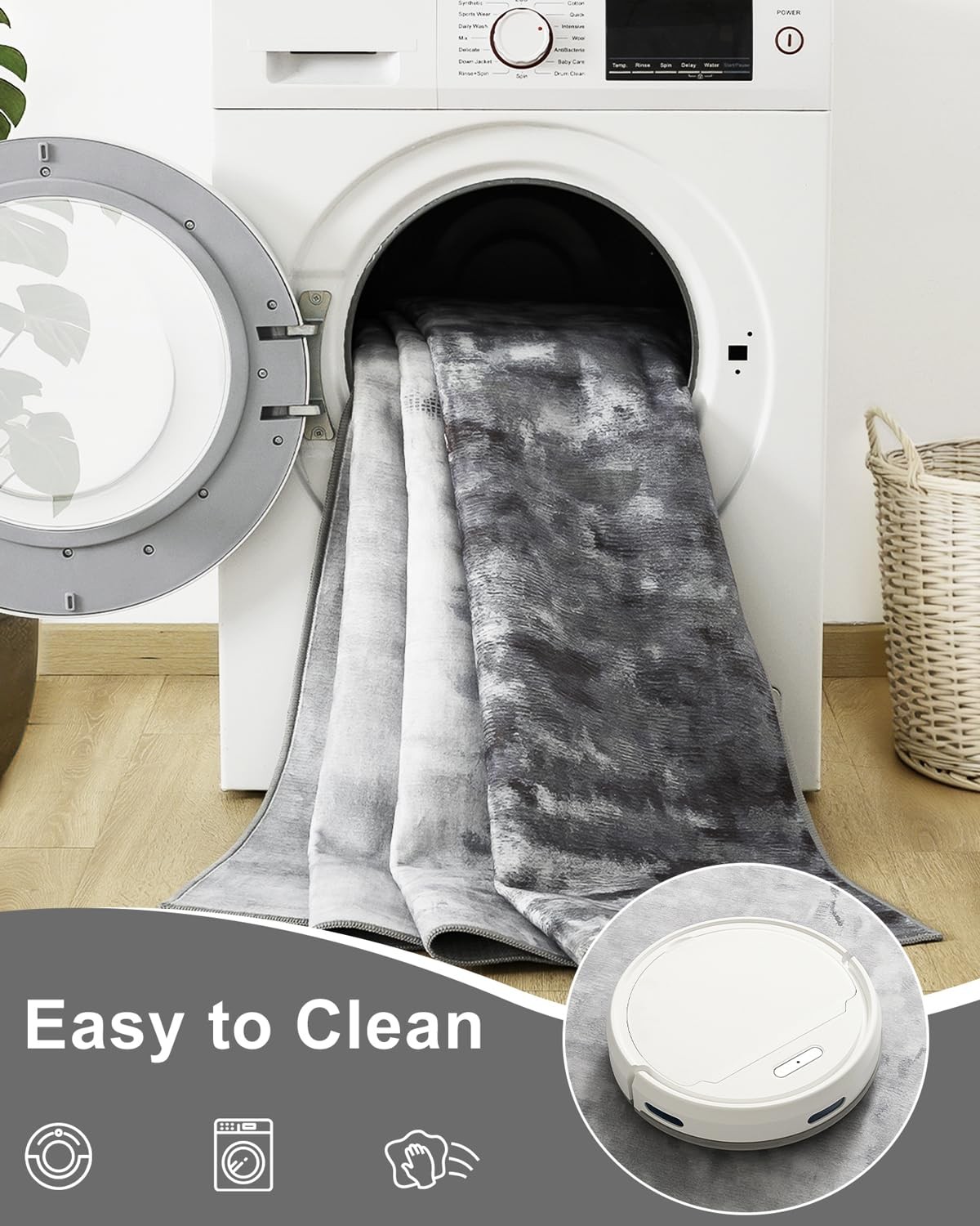 8×10 Area Rug Non-Slip Soft Washable Modern Abstract Light Gray – Indoor Use