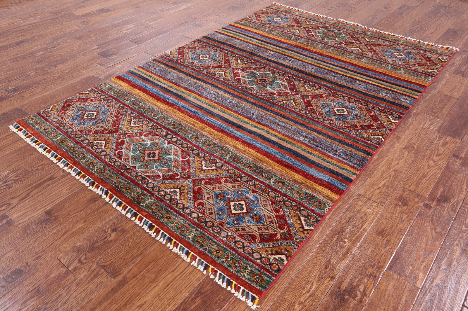 Super Kazak Handmade Khorjin Wool Rug 5′ 7″ X 8′ 5″ – Q2205