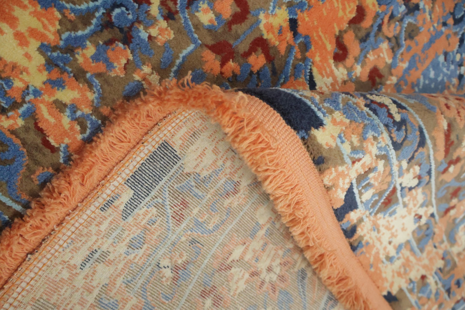 Modern Interiors Turkish Rug 6×9 Ft Elegant Abstract Blue and Orange Carpet