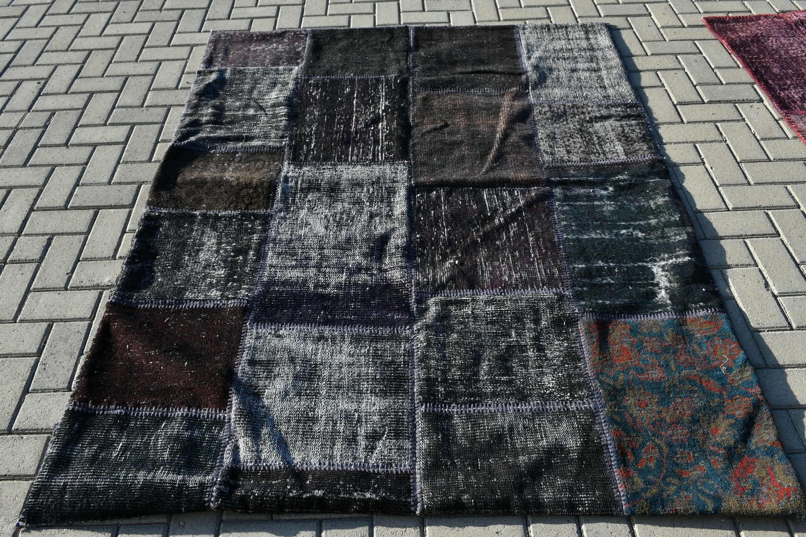 Turkish Rug, Area 5,1×6,3 ft Vintage Rug, Black Brown Oriental Wool Rug