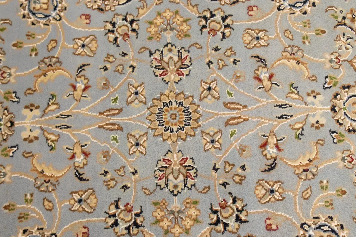 Handmade Indo-Nain Oriental Rug Light Blue Floral Carpet Entryway Foyer 4X6 ft