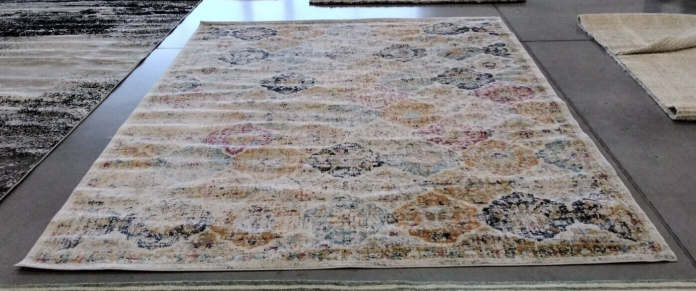 CREAM / MULTI 8′ X 10′ Back Stain Rug, Reduced Price 1172725015 MAD611B-8