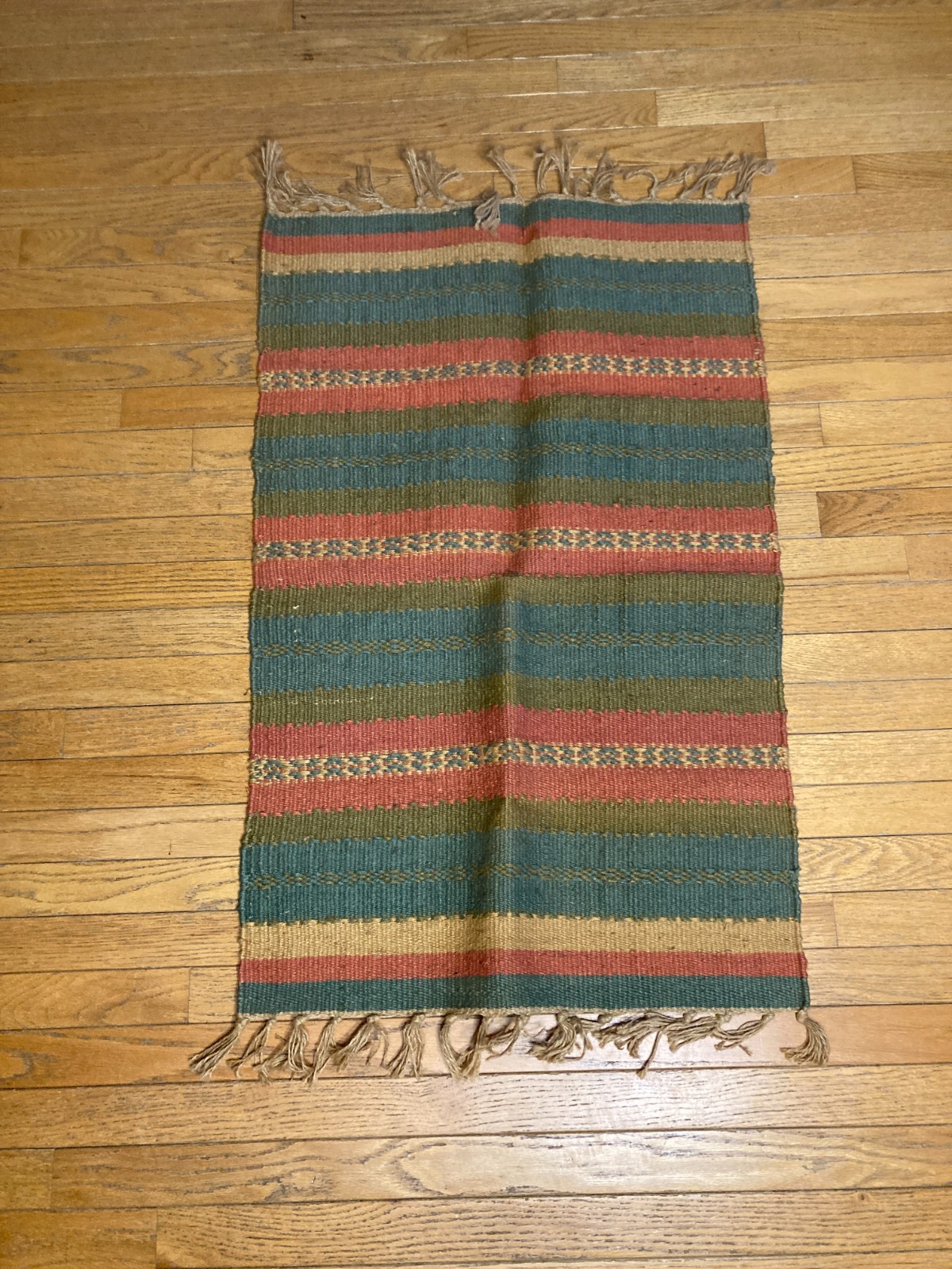 Vintage 100% Jute –38″ x 24″ Handwoven Reversible Rug Boho Farm – Made in India