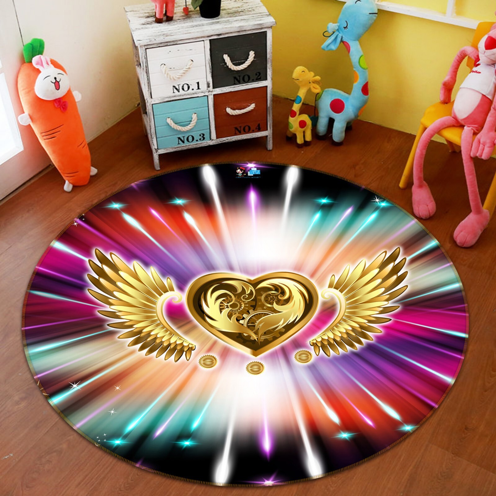 3D Shiny Love Wings ZHUA2685 Game Non Slip Rug Mat Photo Carpet Amy