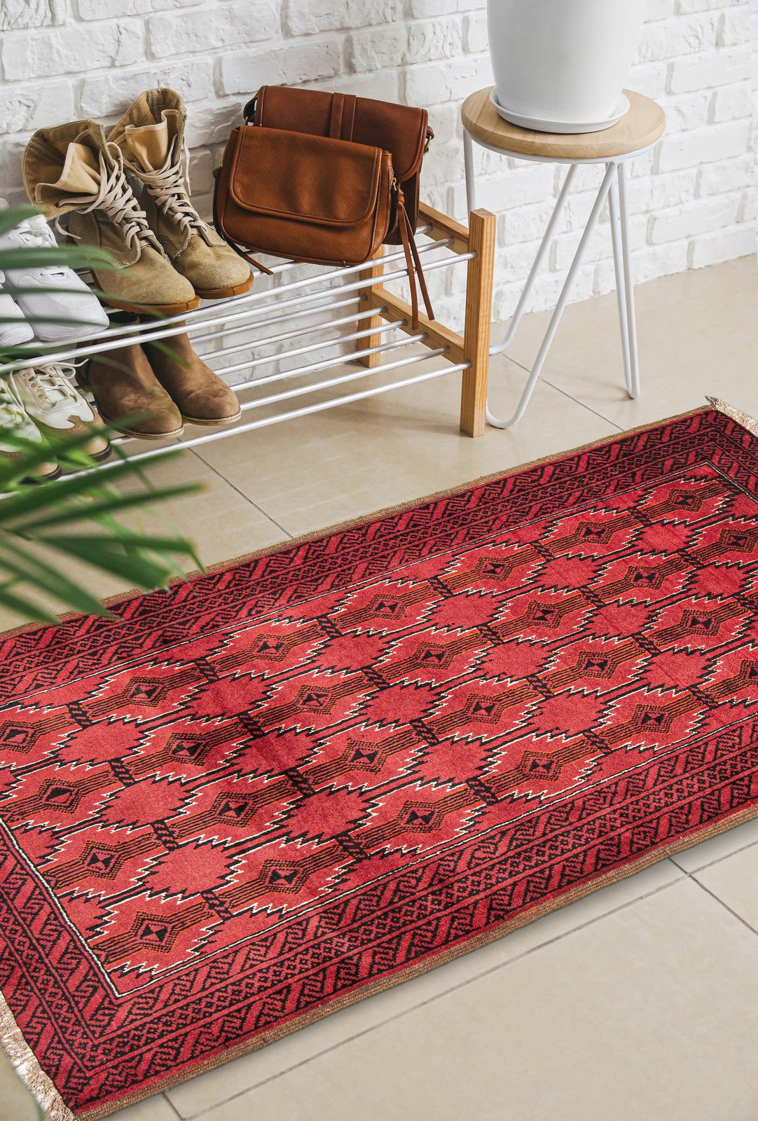 Vintage Hand-Knotted Area Rug 3’9″ x 6’11” Traditional Oriental Wool Carpet