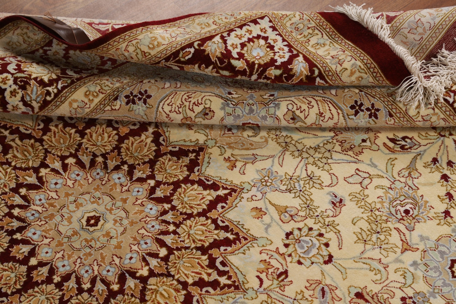 100% Silk Handmade Qquum Beige Traditional Floral Rug Area Carpet 4×6