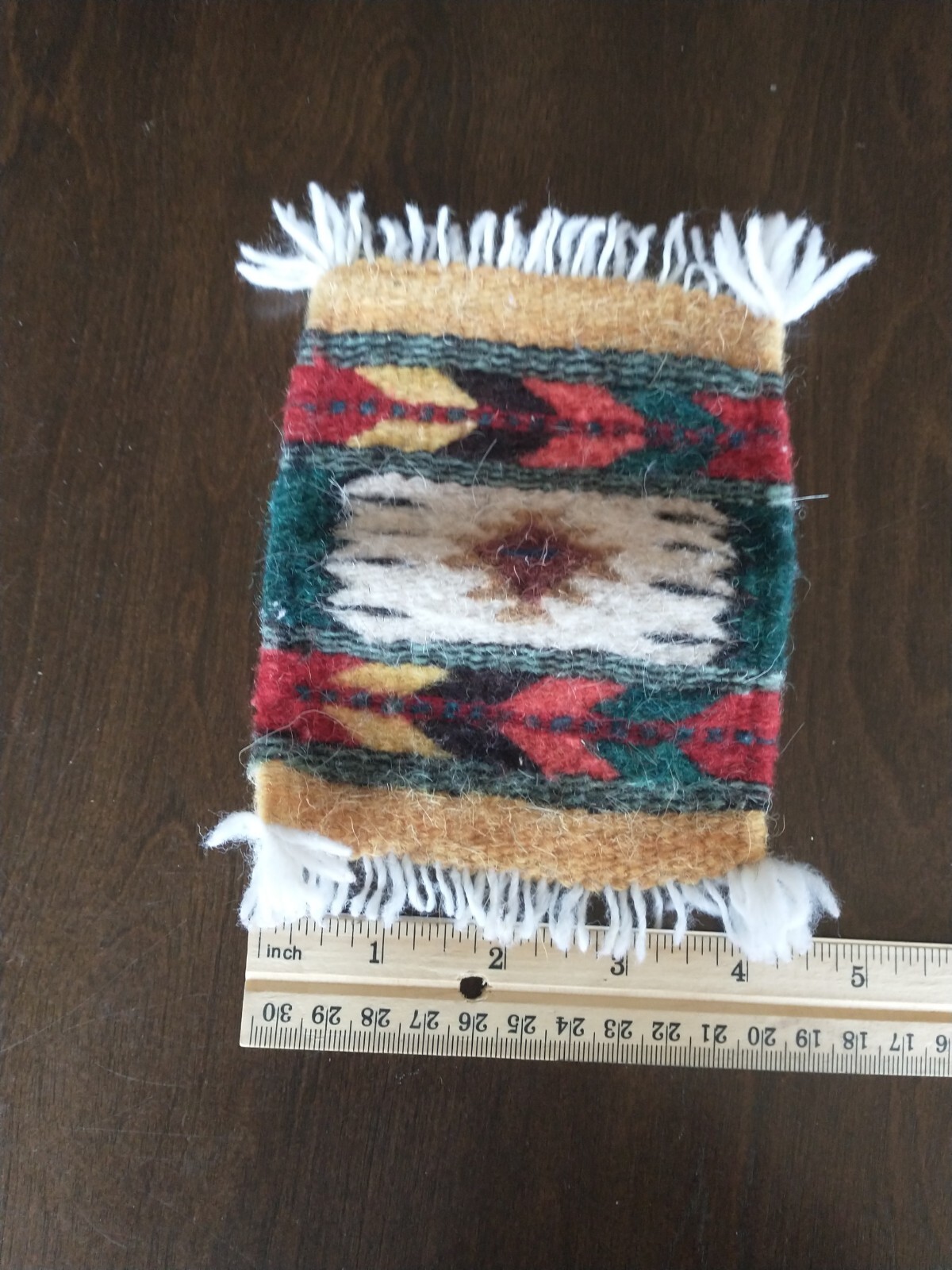 Vintage Desert Inspired Hand Woven wool Mini Native American Rug 6″X4