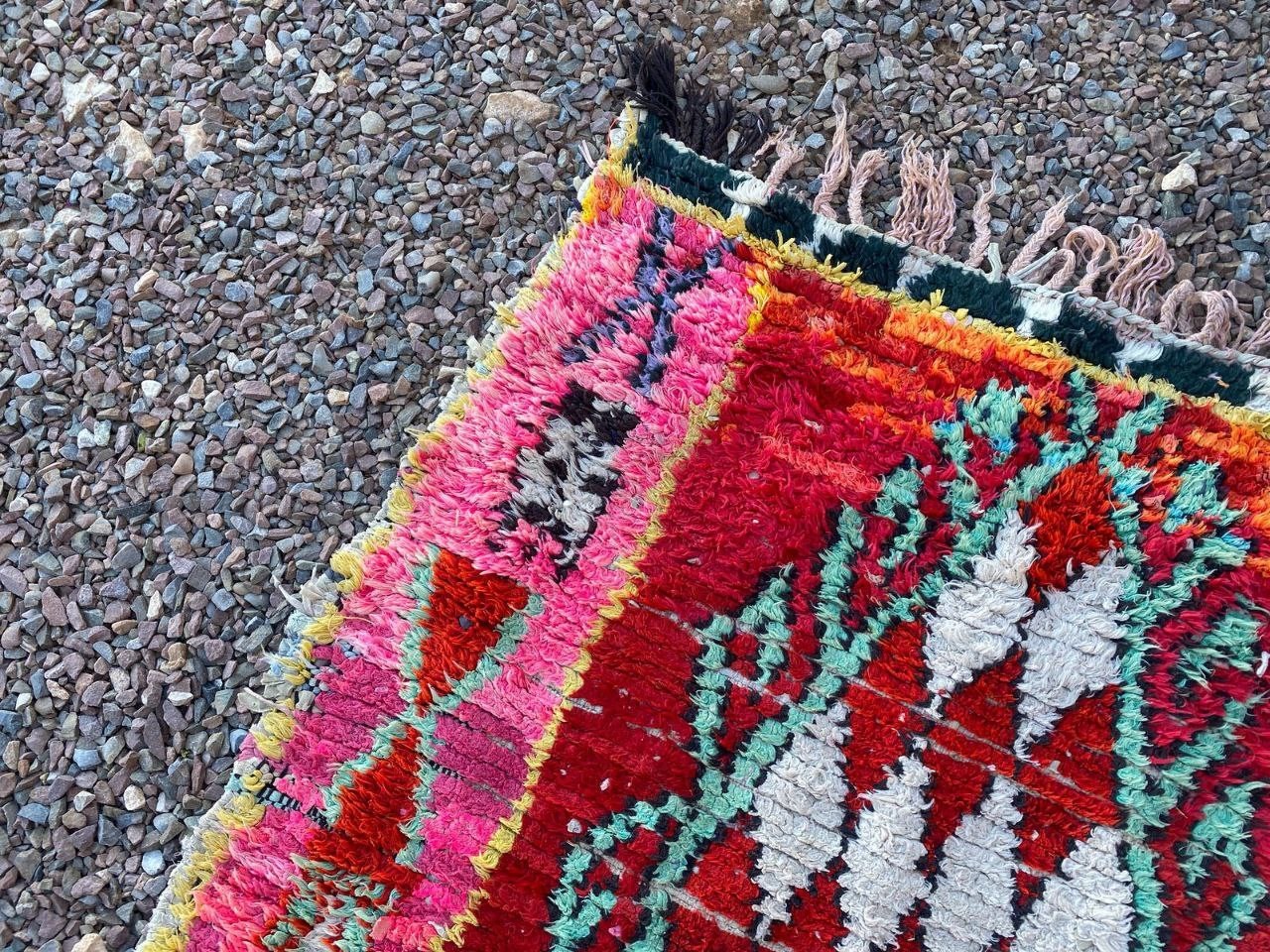 2’7×7’5 ft Moroccan Handmade Cotton Rug Unique Shaggy Berber Bedroom Vintage Rug