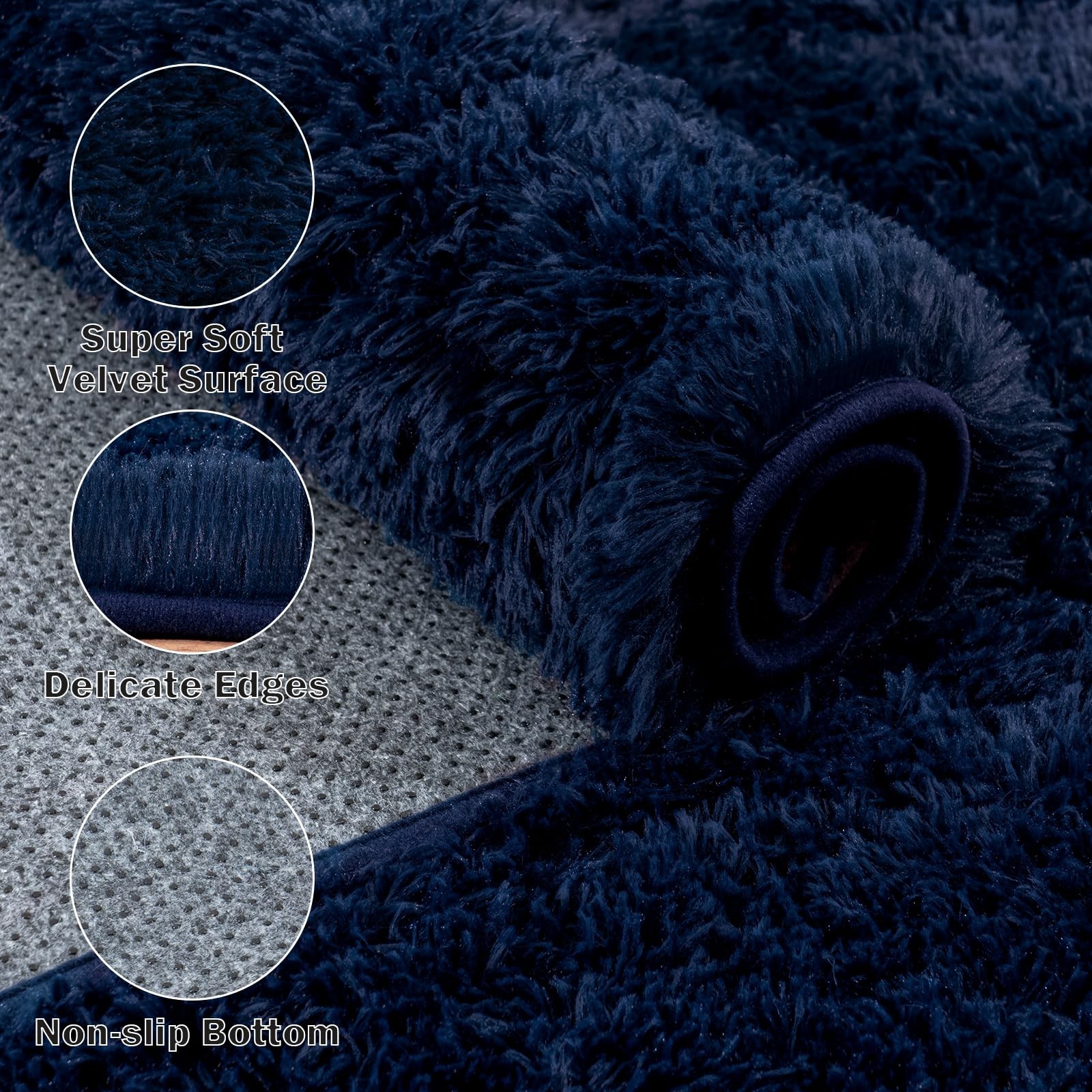 Lairep Large Area Rugs for Living Room 4′ x 6′ (Rectangular), Navy Blue