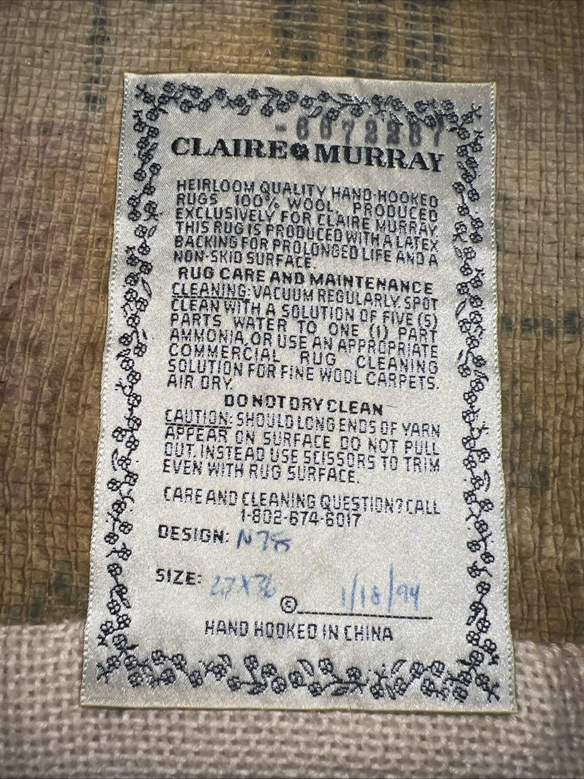 Claire Murray Heirloom Quality Hand Hooked Nantucket Cottage Area Rug 36×23 1994