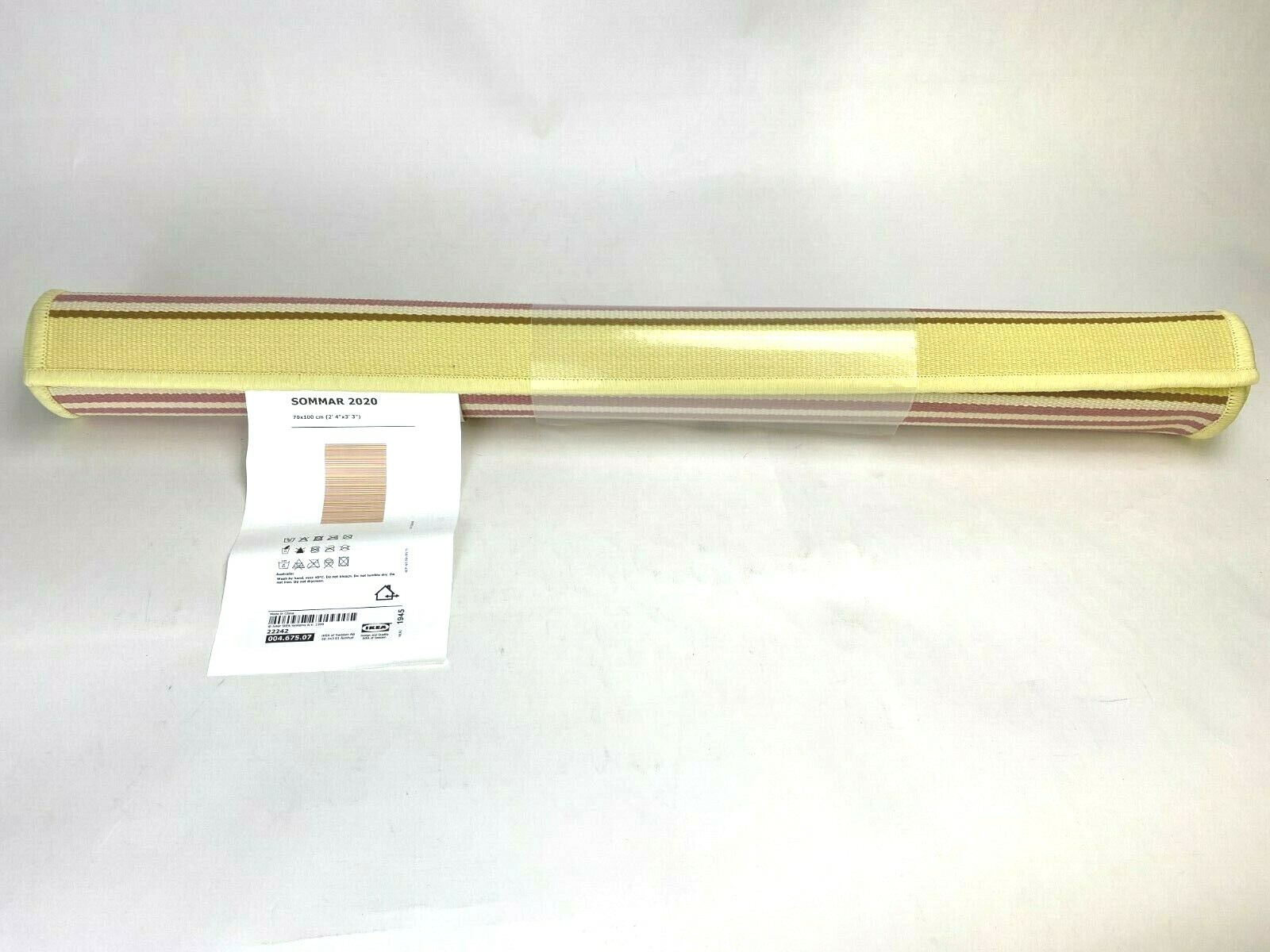 Ikea SOMMAR 2020 Area Rug Flat Woven Yellow Pink 3’3″ x 2’4″ NEW 004.675.07