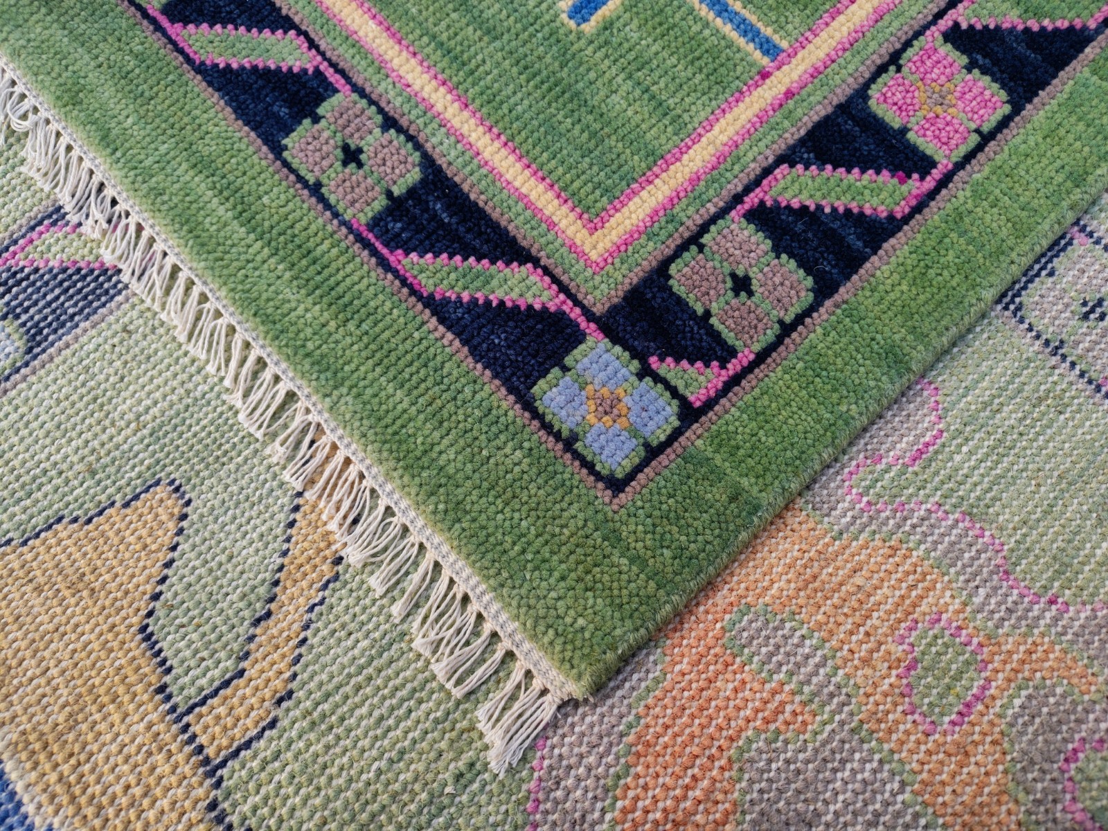 12×15 ft Green Turkish Oushak Rugs Hand Knotted Area Rugs For Livingroom Bedroom