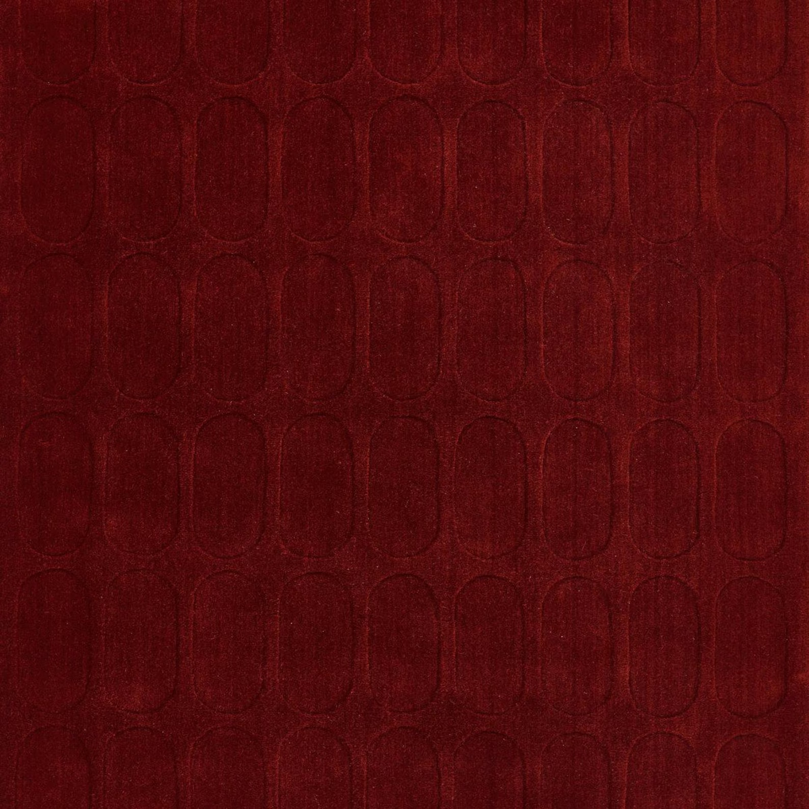 Modern Hand Tufted Deep Red Sculpted Geometric High Low Pile Textured Burgundy